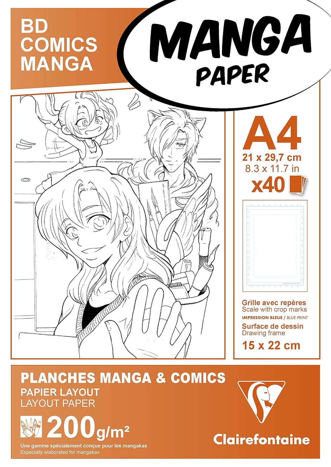 Clairefontaine Manga Multi Technique Paper With Simple Frame