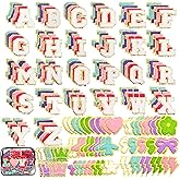 200PCS Self-Adhesive Chenille Patches, Gold Edged Alphabet Letters & 70 Shapes for Clothing, Jackets, Bags - No Sew DIY Crafts (Flower, Star, Heart, Multicolor) (200)