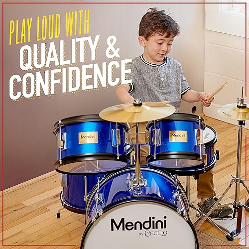 Mendini by Cecilio Kids Drum Set Piece Full 16in Youth Drumset