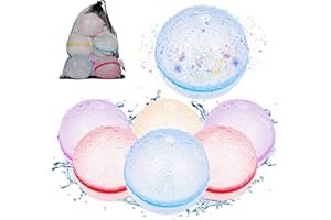 ALTOR SOPPYCID Reusable Water Balloons, Magnetic Self Sealing Quick Fill Water Balloons, Latex-Free Silicone Water Balloons, No Pick UP after Water Fight Games, Summer Toys for Kids Adults (Glitter-8 Pcs)