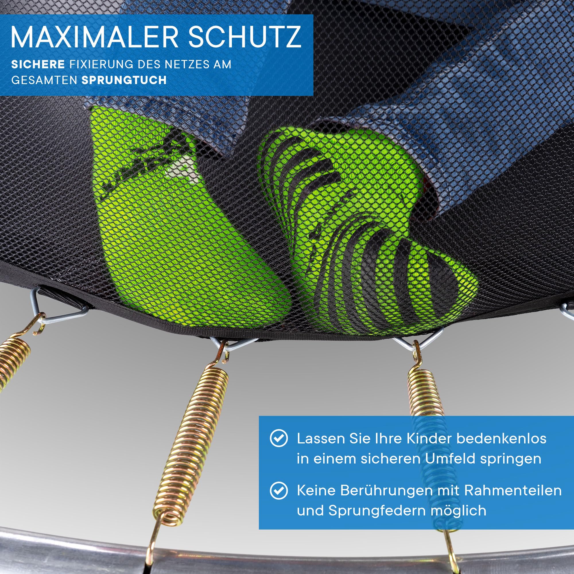 KINETIC SPORTS Trampolin Outdoor 'Ultimate Pro' Ø 244/305/366/427 cm – Kindertrampolin mit Leiter, Fieberglas-Netz, Gartentrampolin im Kürbis-Design, bis zu 160 kg, Schwarz 5