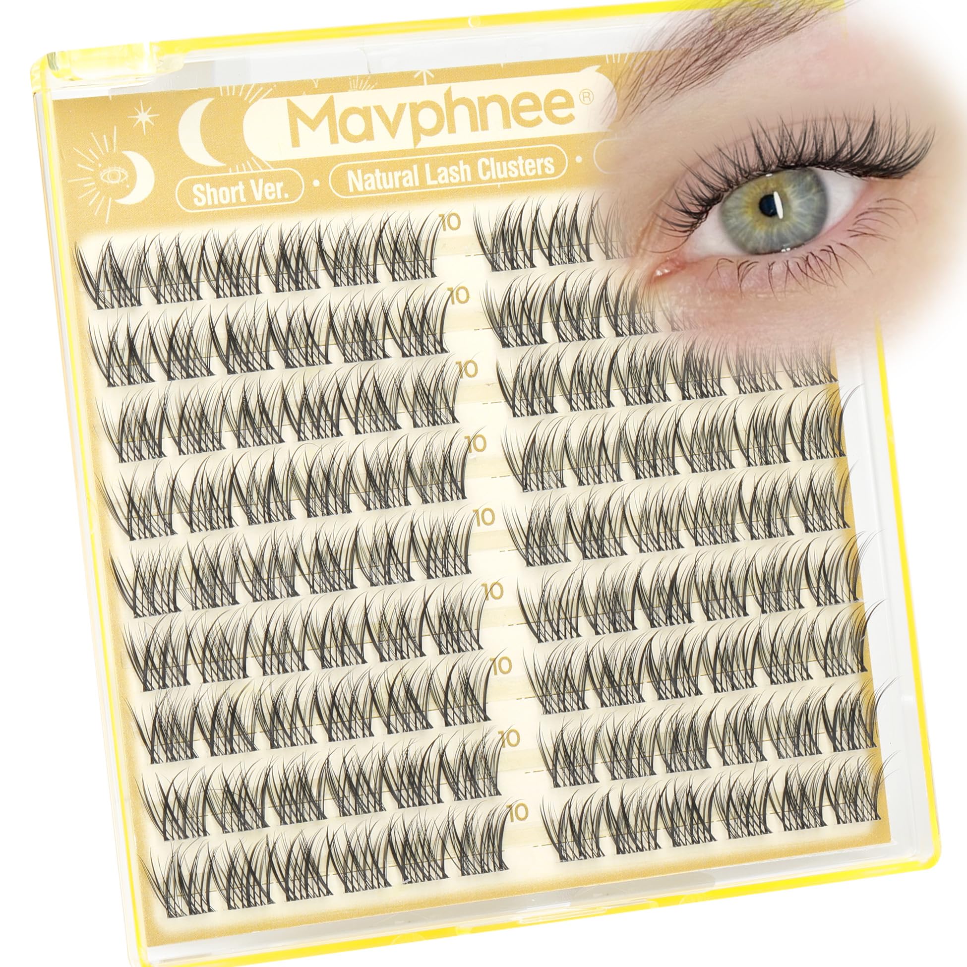 Photo 1 of 10MM Lash Clusters Natural Eyelash Clusters Clear Band Cluster Eyelash Extensions Wispy Cluster Lashes Short Individual Lashes Extensions DIY Lashes Pack (CC Curve, 108Pcs)