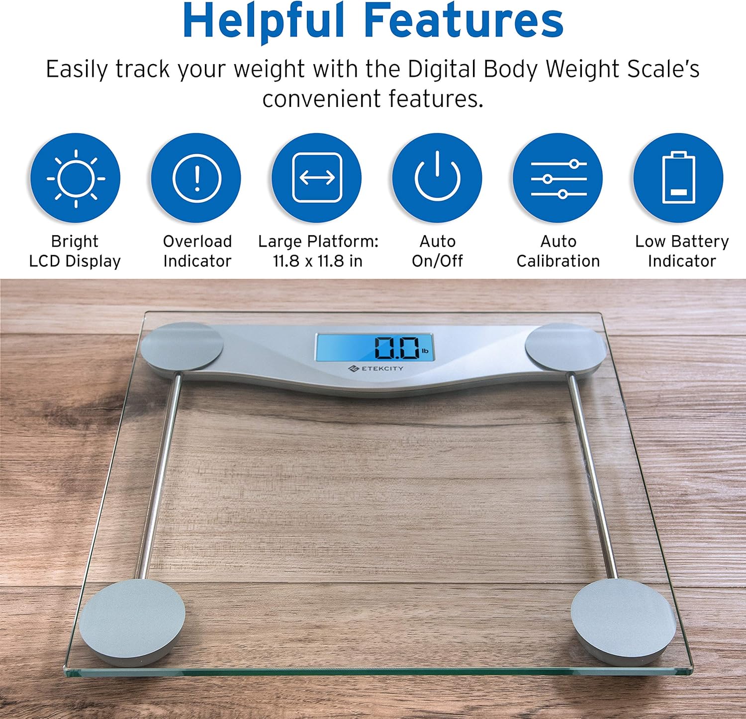 Etekcity Digital Body Weight Bathroom Scale with Body Tape Measure, 6mm Tempered Glass, 400 Pounds Scales, Silver: Health & Personal Care