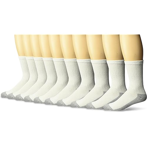 Fruit of the Loom Men’s Work Gear Cushioned Crew Socks 10 Pair