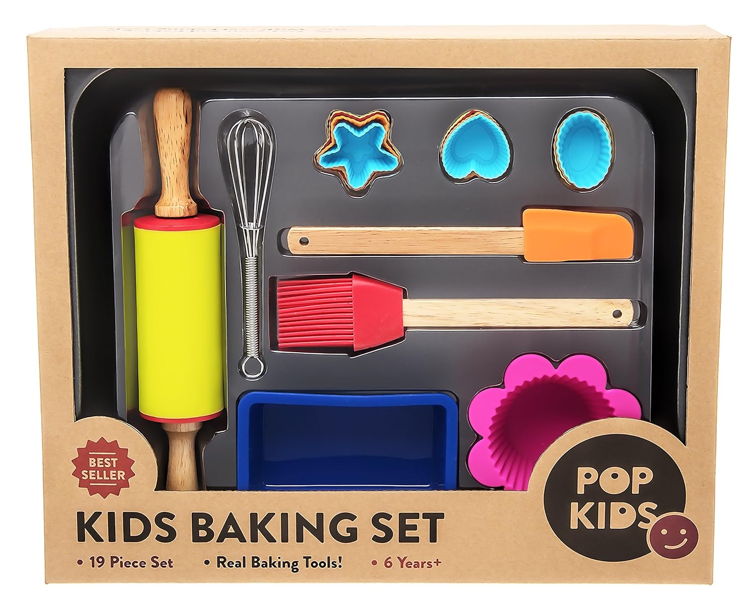 Pop Kids Baking Set for Family Fun Premium 19-Piece Kit for Children Learning to Bake