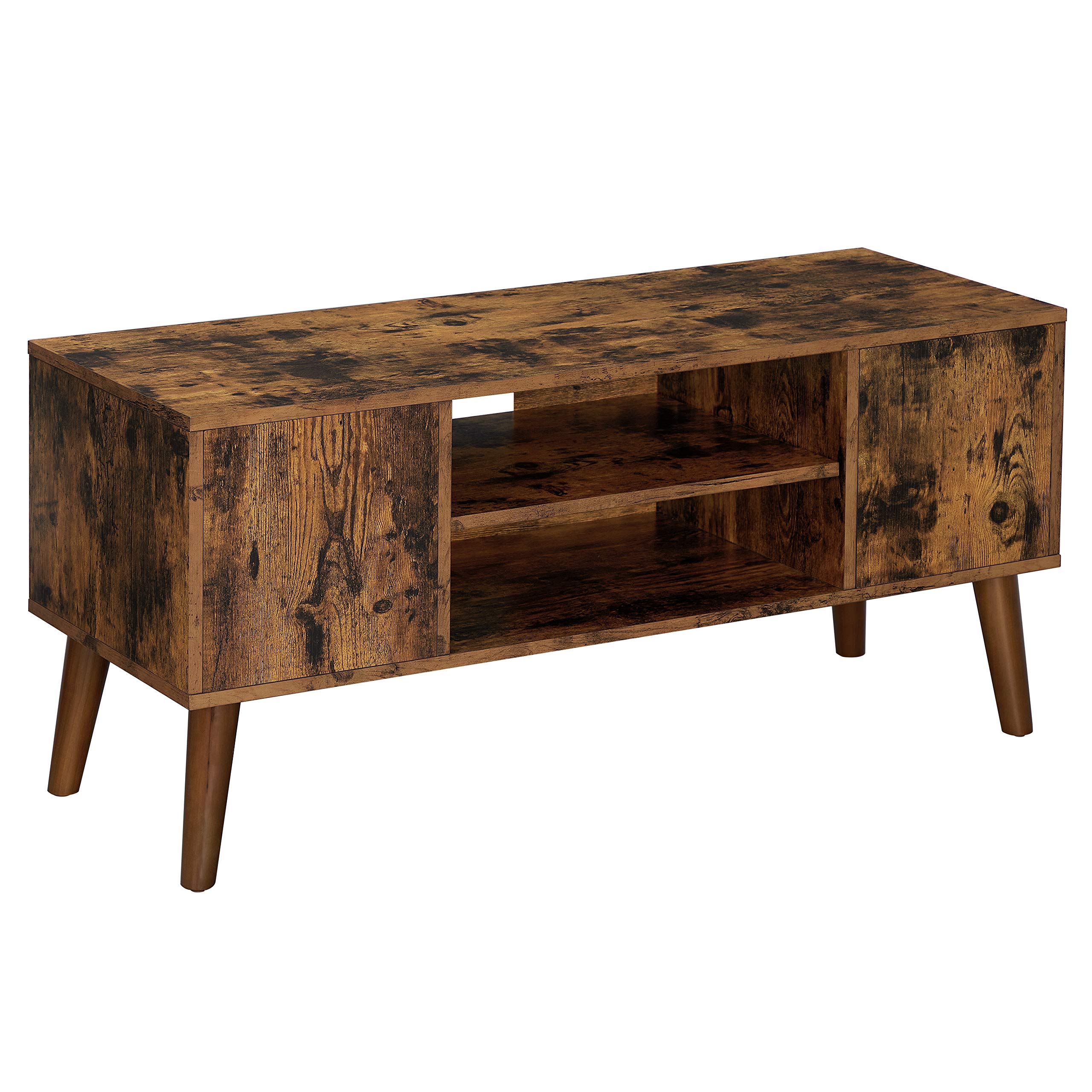 VASAGLE Retro TV Stand for Televisions up to 42 Inches, Mid-Century Modern Entertainment Center, 43.4”, Rustic Brown