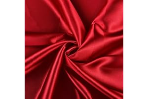 MDS-MEGADECORSUPPLY MDS Pack of 10 Charmeuse Bridal Solid Satin Fabric by The Yard for Wedding Dress Fashion DIY Crafts Costumes Decorations Apparel Crafts Drapery Silky & Shiny Satin 44" Wide Rolll- Apple Red