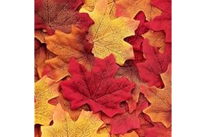 Moon Boat 1100PCS Fall Artificial Maple Leaves Thanksgiving Autumn Plastic Leaf Wedding Party Table Decor, Multicolored