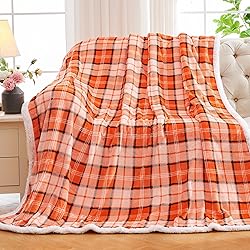 inhand Fall Sherpa Throw Blanket Autumn Plaid