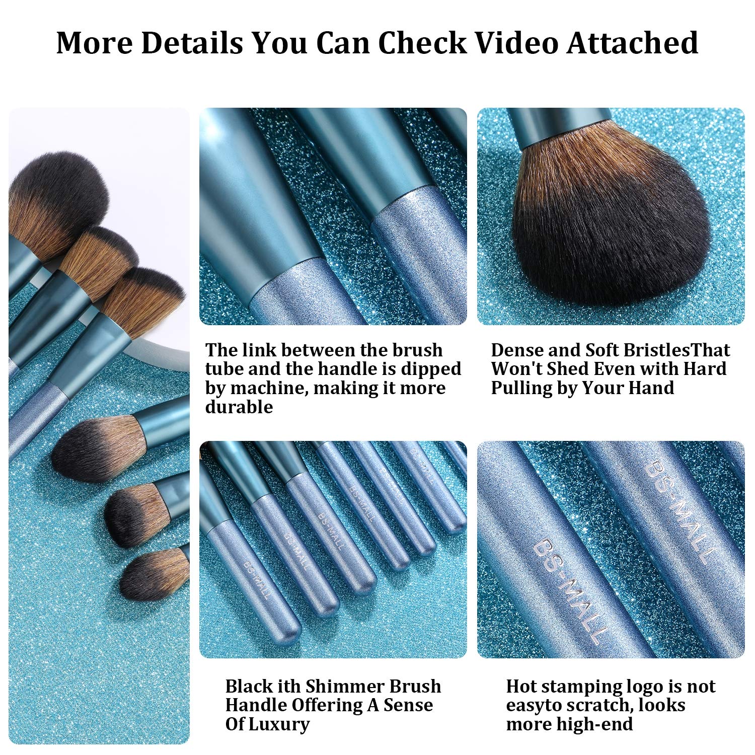 BS-MALL Makeup Brush Set 14Pcs Premium Synthetic Professional Makeup Brushes Foundation Powder Blending Concealer Eye shadows Blush Makeup Brush Kit Deep Starry Blue: Beauty