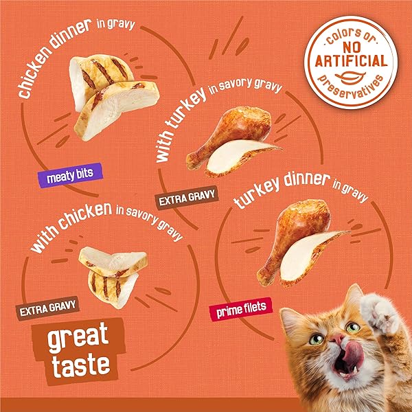 PURINA FRISKIES TURCHICKEN TURKEY AND CHICKEN WET CAT FOOD VARIETY PACK WITH MEATY BITS, PRIME FILETS, AND EXTRA GRAVY, 48 CT.