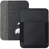 HiWe Passport Holder with AirTag Slot, Minimalist RFID Passport Holder for Travel, Leather Passport Wallet Cover Case for Men & Women, 4 Slots, 1 Pocket, Black