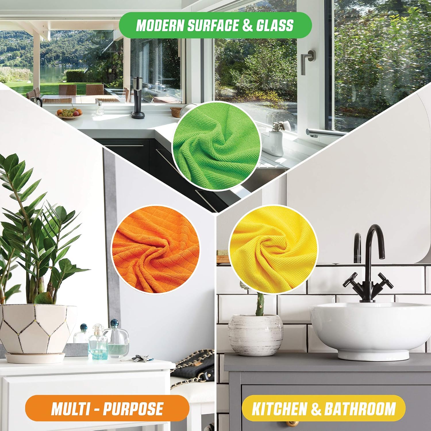 Mighty Burst Microfibre Cleaning Cloth, 3 Pack, High-Performance Cloths, Machine Washable, Multi-Purpose for Kitchen Bathroom - Image 5