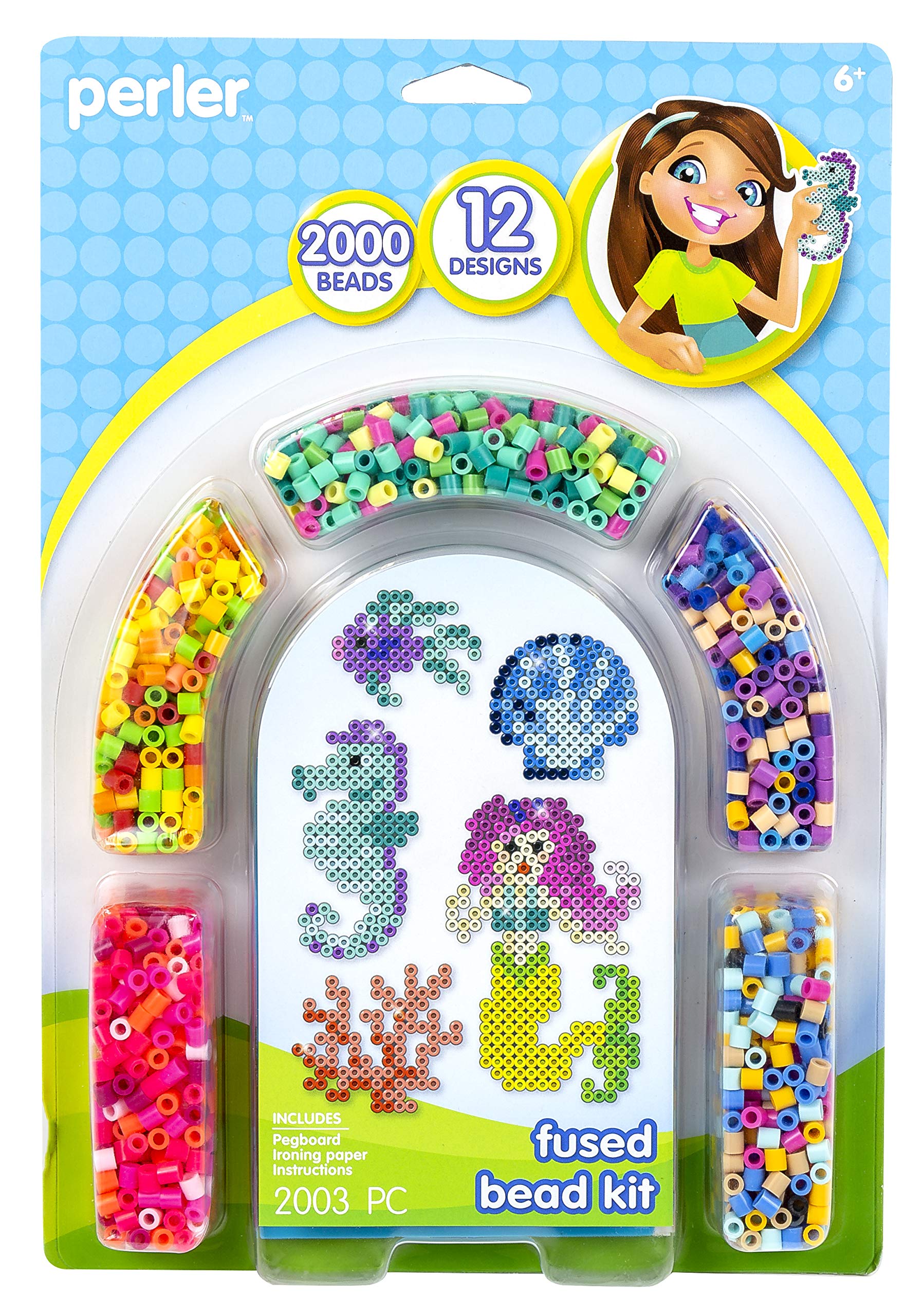 Perler - Mermaid Activity Kit - Fused Bead Kit Beads for 6 Plus - Arch Blister - 12 Magical Projects - 2000 Beads - Kids Toys