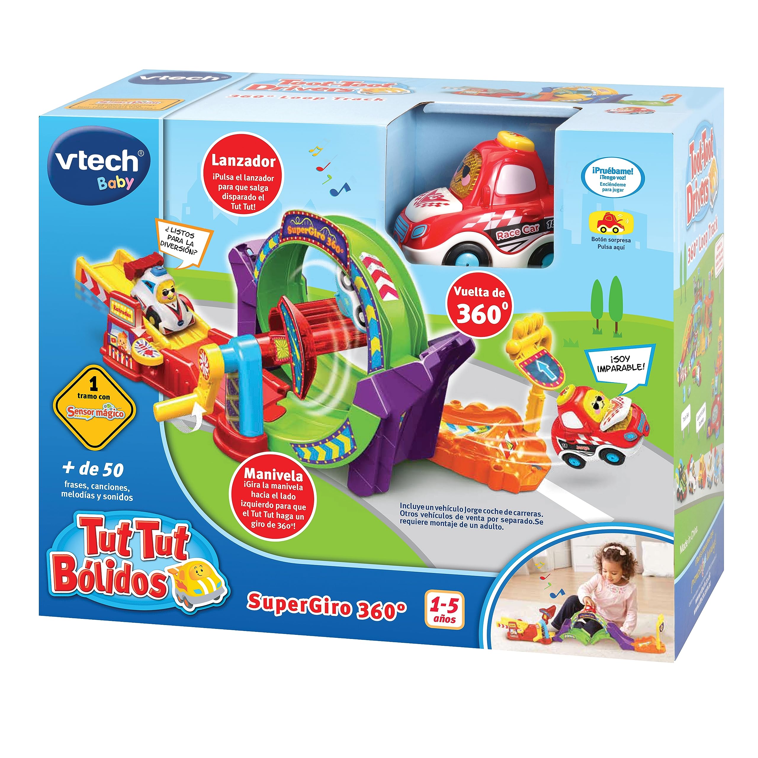 VTech- TTB Superturn 360º Tracks Cars Looping Tut (3480-534922), Assorted Colour/Model
