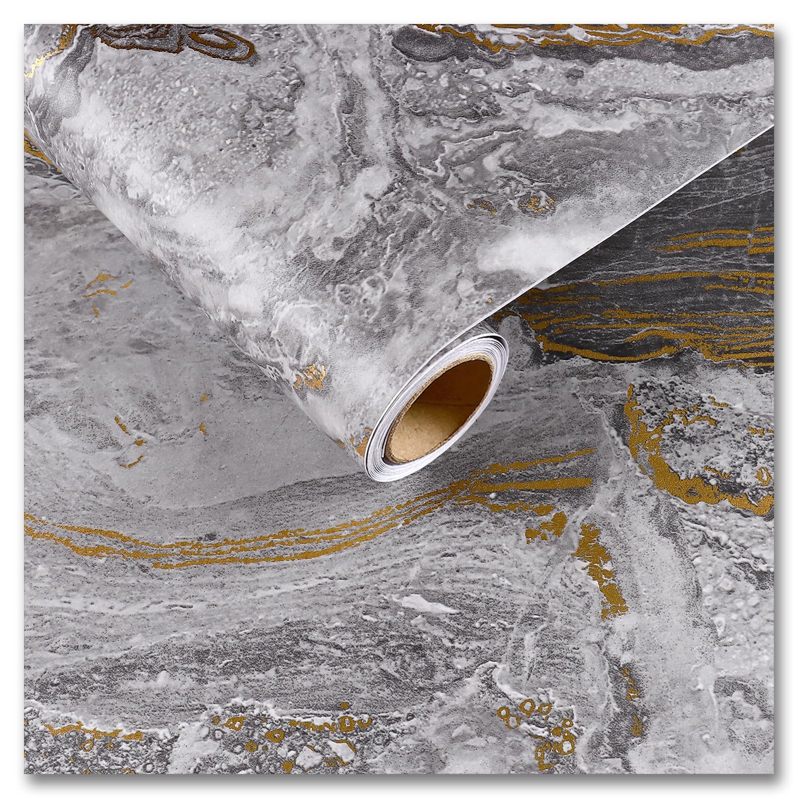 CRE8TIVE Matte Grey Gold Marble Wallpaper Peel and Stick Wallpaper for Kitchen Worktop Marble Vinyl Wrap for Furniture Splashback for Kitchen Waterproof Bathroom Countertop Cupboard 30cm x 200cm