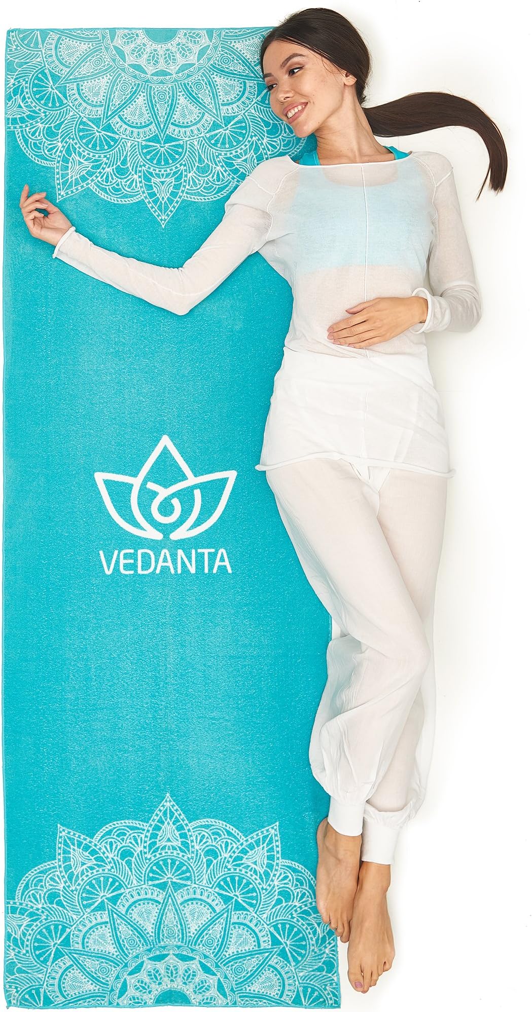 Vedanta Company Womens Mens Yoga Towel - Yoga Mat Towel - Bikram Towel - Non Slip Towel - Hot Yoga Towel