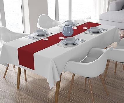 Encasa Homes Dining Table Runner Plain Dyed,4 Seater And 6 Seater,(40X150,Red)