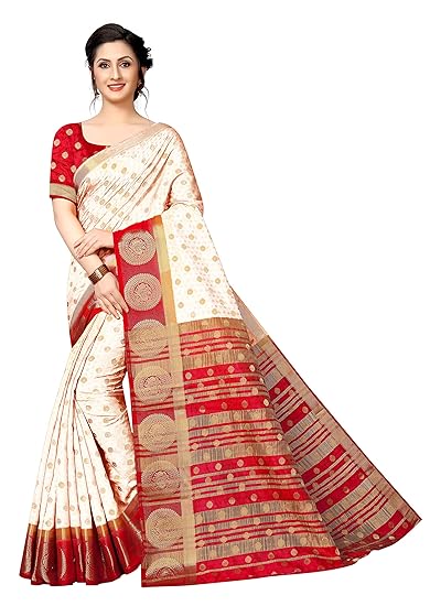 amazon red white saree