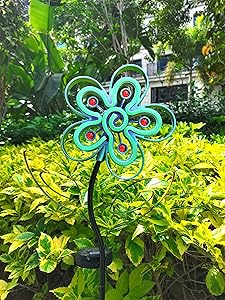 Solar Flower Metal Light- Garden Decorative- with Neon Light Metal Yard Stake Garden Solar Lighting Solar Stake Light for Outdoor Pathway Patio Courtyard