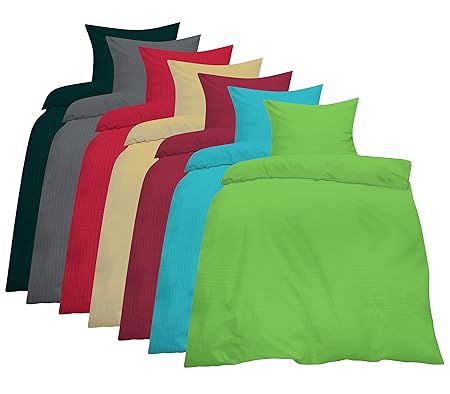 Home-Impression 2-TLG. Uni Seersucker Microfaser Bettwäsche Einfarbig 135x200 cm +80x80cm mit Reissverschluß und Bügelfrei So