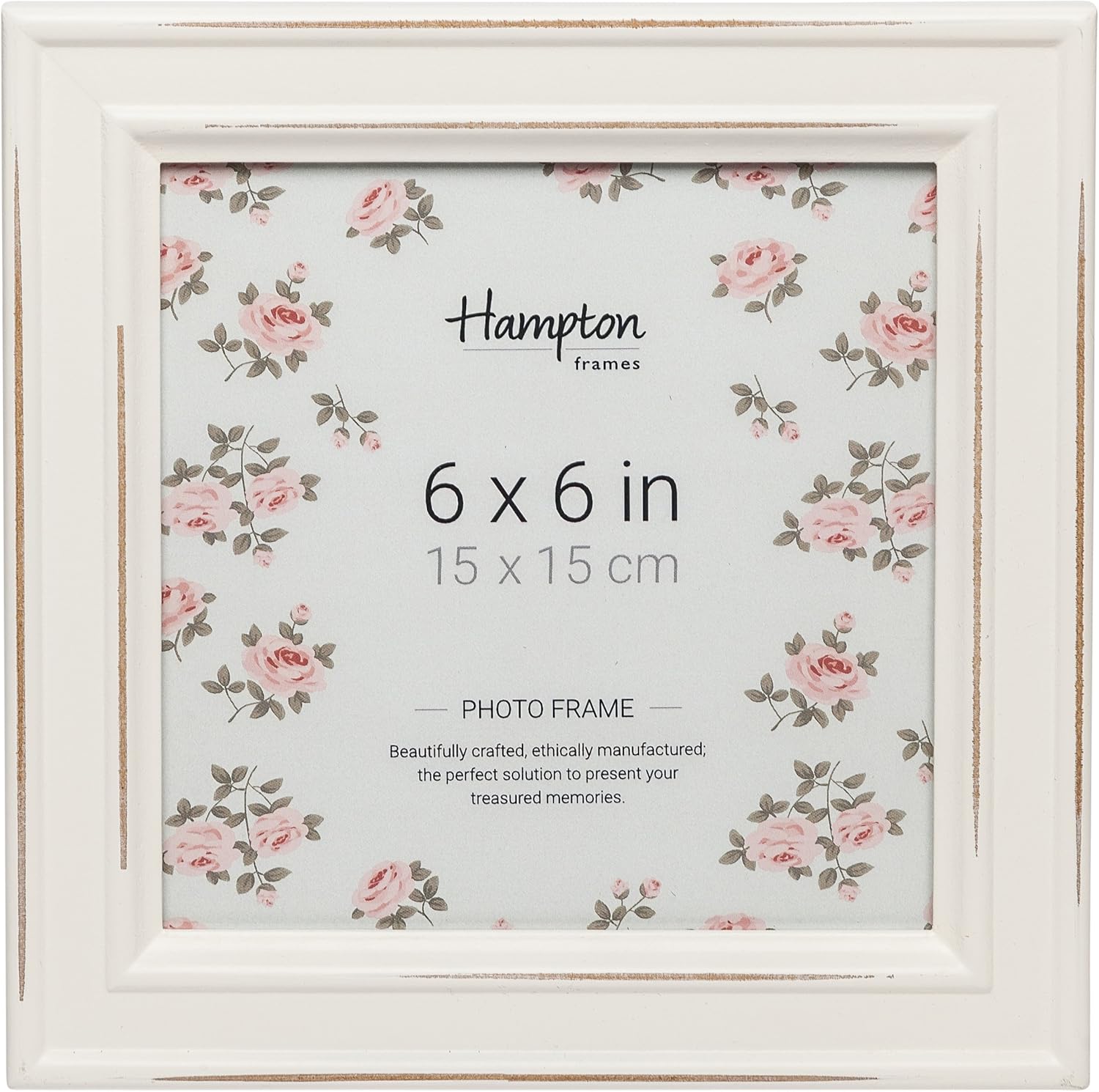 Hampton Frames PALOMA Distressed Square Picture Photo Frame White 6x6