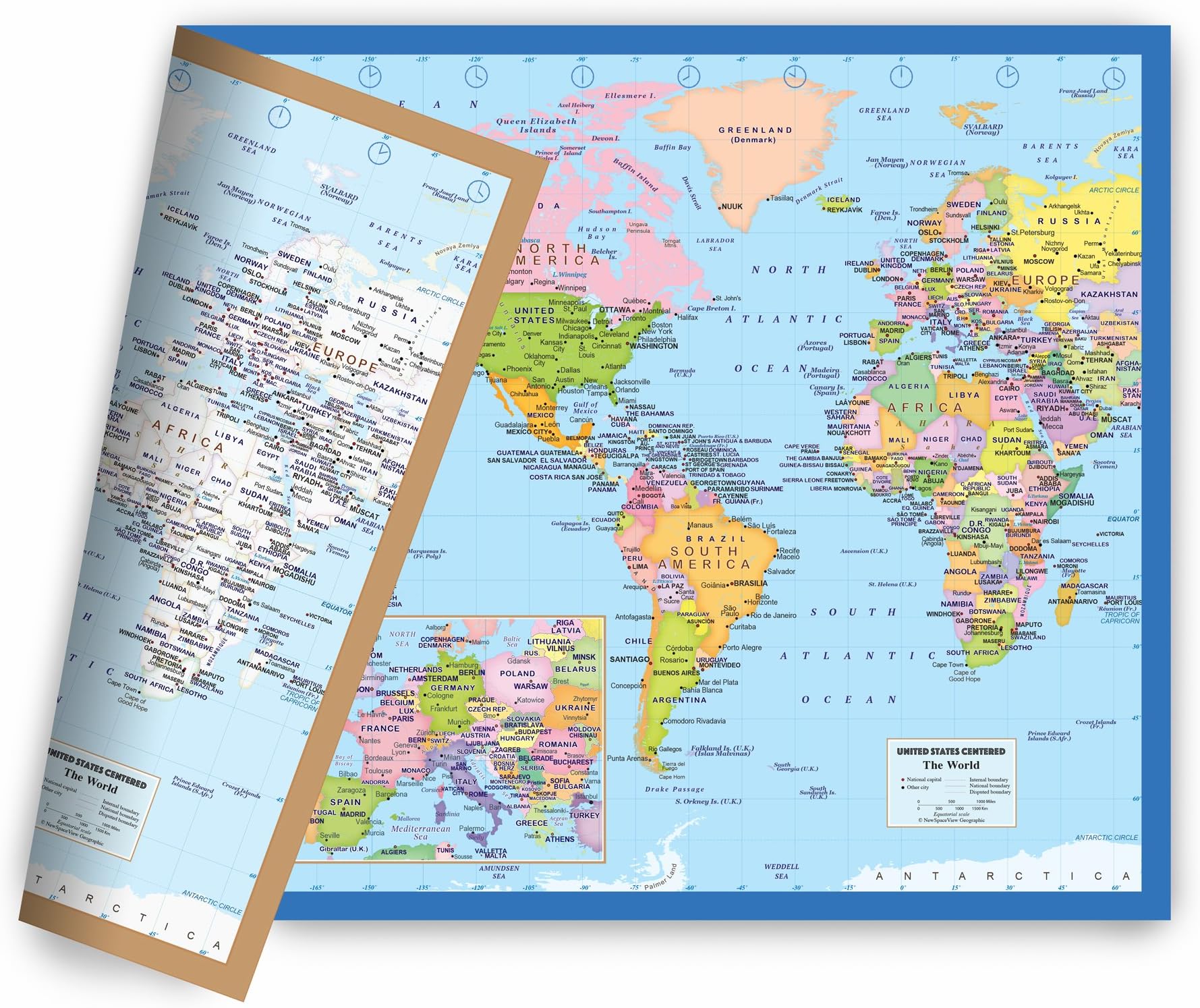 World Map Small Poster Size 11.5 x 17.5 inches, 2-Sided Sealed Lamination, 2-Sided Color Print (1 World Map)