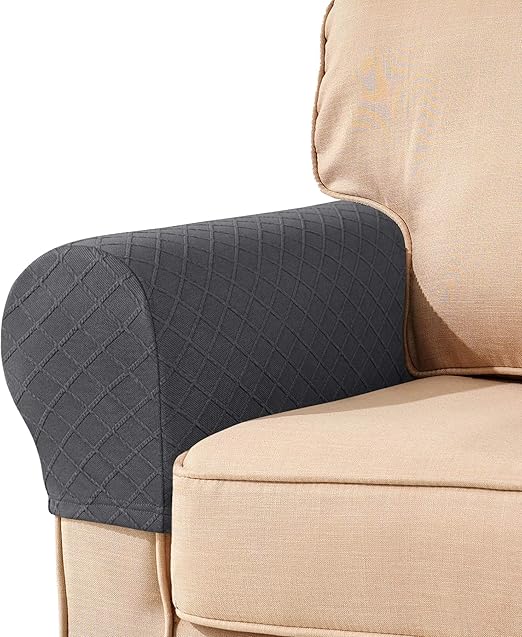 Amazon Com Subrtex Spandex Stretch Fabric Armrest Covers Anti Slip Furniture Protector Armchair Slipcovers For Recliner Sofa Set Of 2 With Free Fixing Tools Twist Pins Gray Rhombus Jacquard Two Pieces
