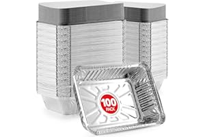 Stock Your Home 2 Lb Small Aluminum Pans with Lids (100 Pack) Foil Pan + Cardboard Lid, Disposable Cookware, Takeout Trays wi