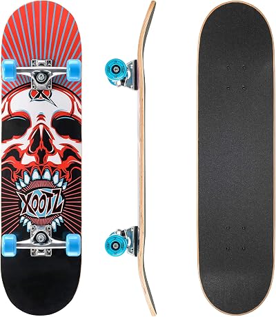Xootz Kids Skateboard 31 inch Maple Deck Double Kick Boys Girls Designs