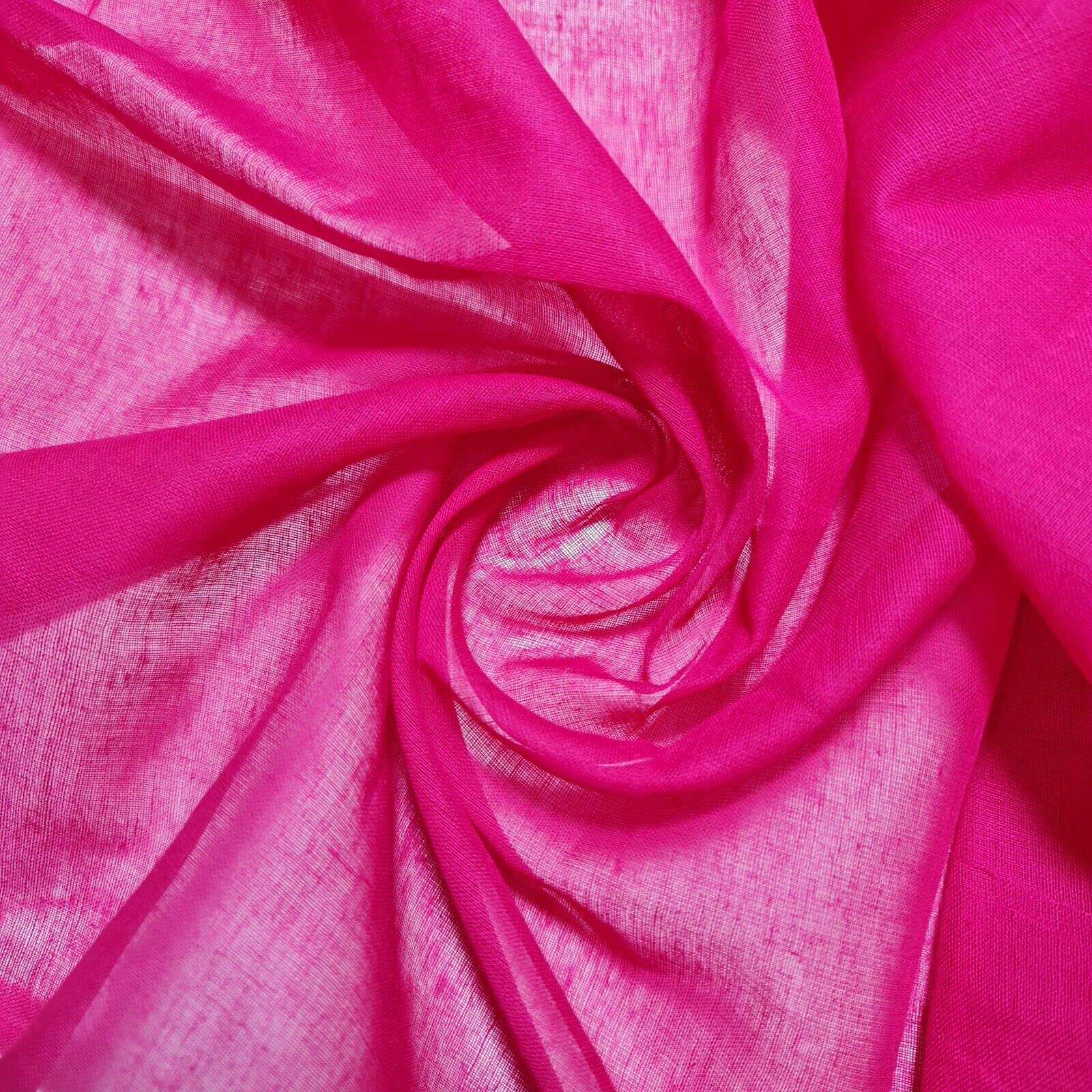 2 Meter Plain Muslin 100% Cotton Fabric Wedding Arch Plain Lightweight Muslin (44" Wide) - Hot Pink