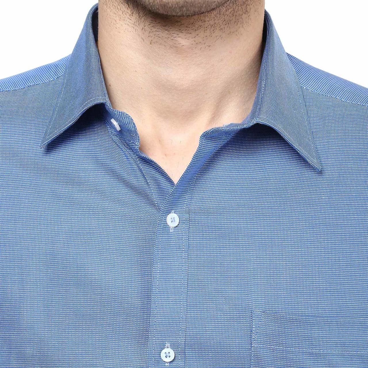 american crew men's full sleeve solid shirt with pocket (blue)