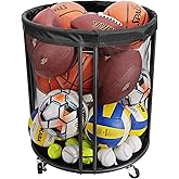 WEYIMILA Ball Storage Bin for Garage, Balls Holder for Soccer, Basketball, Ball Cart, Rolling Basketball Rack for Outdoor, Indoor