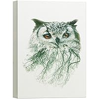 SIGNWIN Canvas Wall Art an Owl and Green Forest Double Exposure Photography Animals Wildlife Digital Art Modern Art Rustic Portrait Edgy for Living Room, Bedroom, Office - 12x18 inches