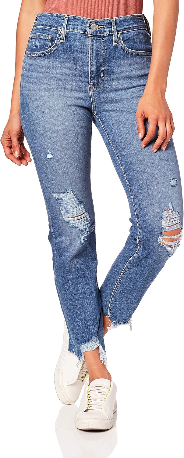 Levi's 724 High Rise Straight Crop Ripped Women's Jeans Los Angeles