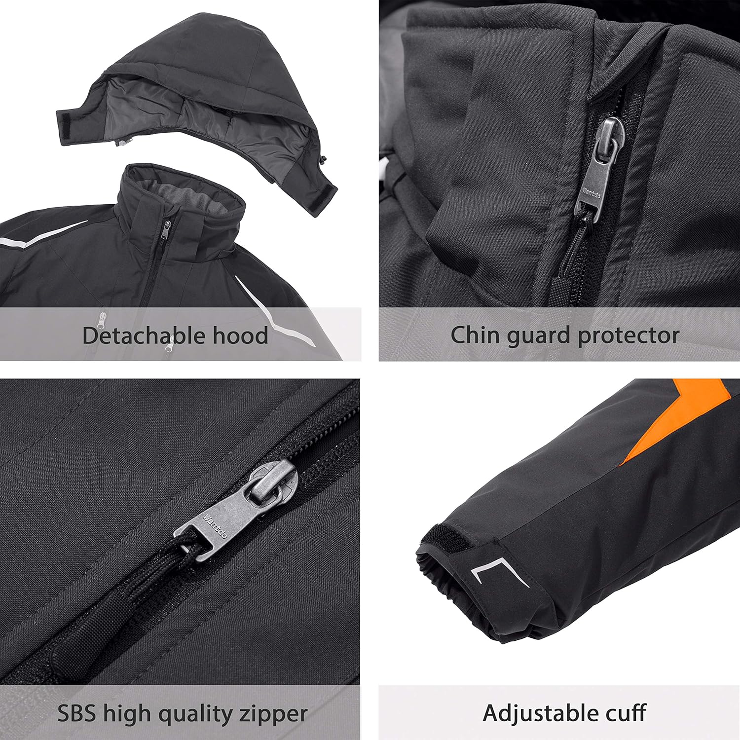 Wantdo Men's Mountain Waterproof Ski Jacket Warm Winter Snow Coat Windproof Raincoat Outdoor Windbreaker: Clothing