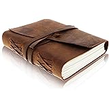 LEATHER JOURNAL Writing Notebook - Antique Handmade Leather Bound Daily Notepad For Men & Women Unlined Paper 7 x 5 Inches, Best Gift for Art Sketchbook, Travel Diary & Notebooks to Write in