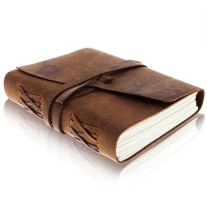 LEDER NOTIZBUCH JOURNAL - Antikes handgemachtes ledergebundenes Notizbuch für Sie und Ihn zum Schreiben - Blanko Paper 18x13c