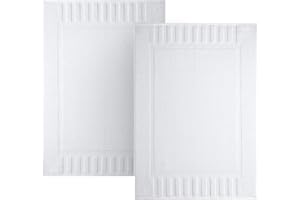 White Classic Luxury Bath Mat Floor Towel Set - Absorbent Cotton Hotel Spa Shower/Bathtub Mats [Not a Bathroom Rug] 22"x34" | 2 Pack | White