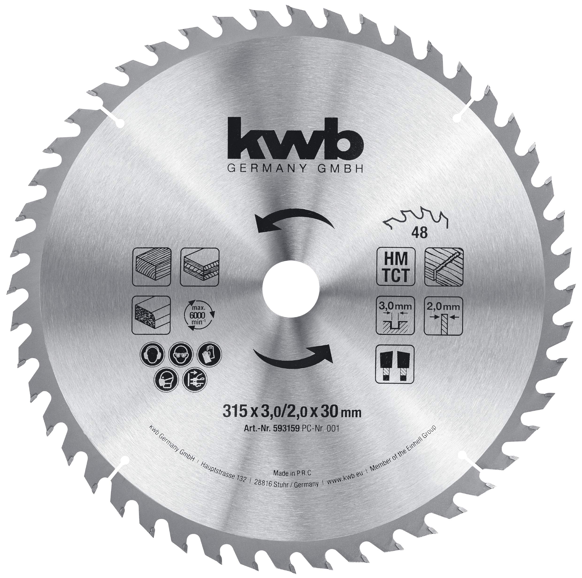 KWB Construction Circular Saw Blade 315 X 30 - Table and Construction SAWS, 48T Carbide-Tipped Blade