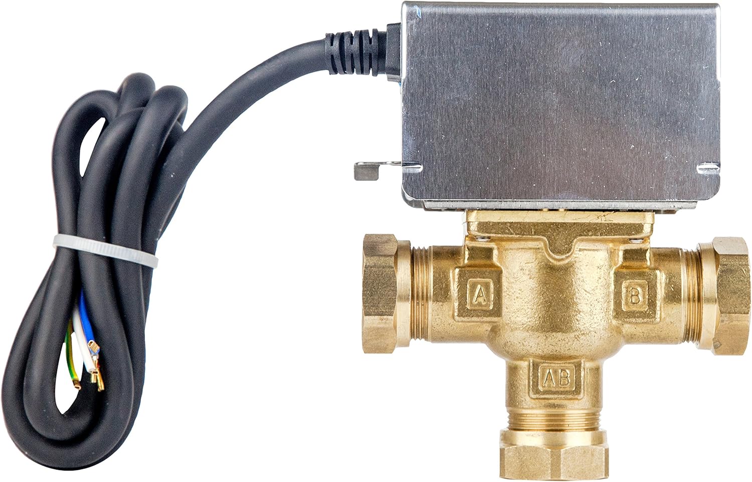 Optimum OP Mid Position Motorised Valve, 230 V, Brass/Silver BigaMart