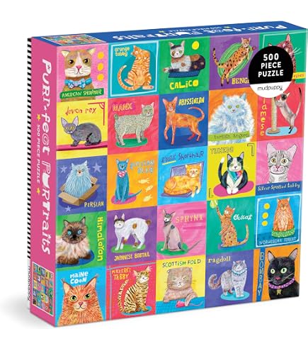 Amazon.com: Galison, Puzzle Cool Cats A-Z 1000 Piece : Mudpuppy