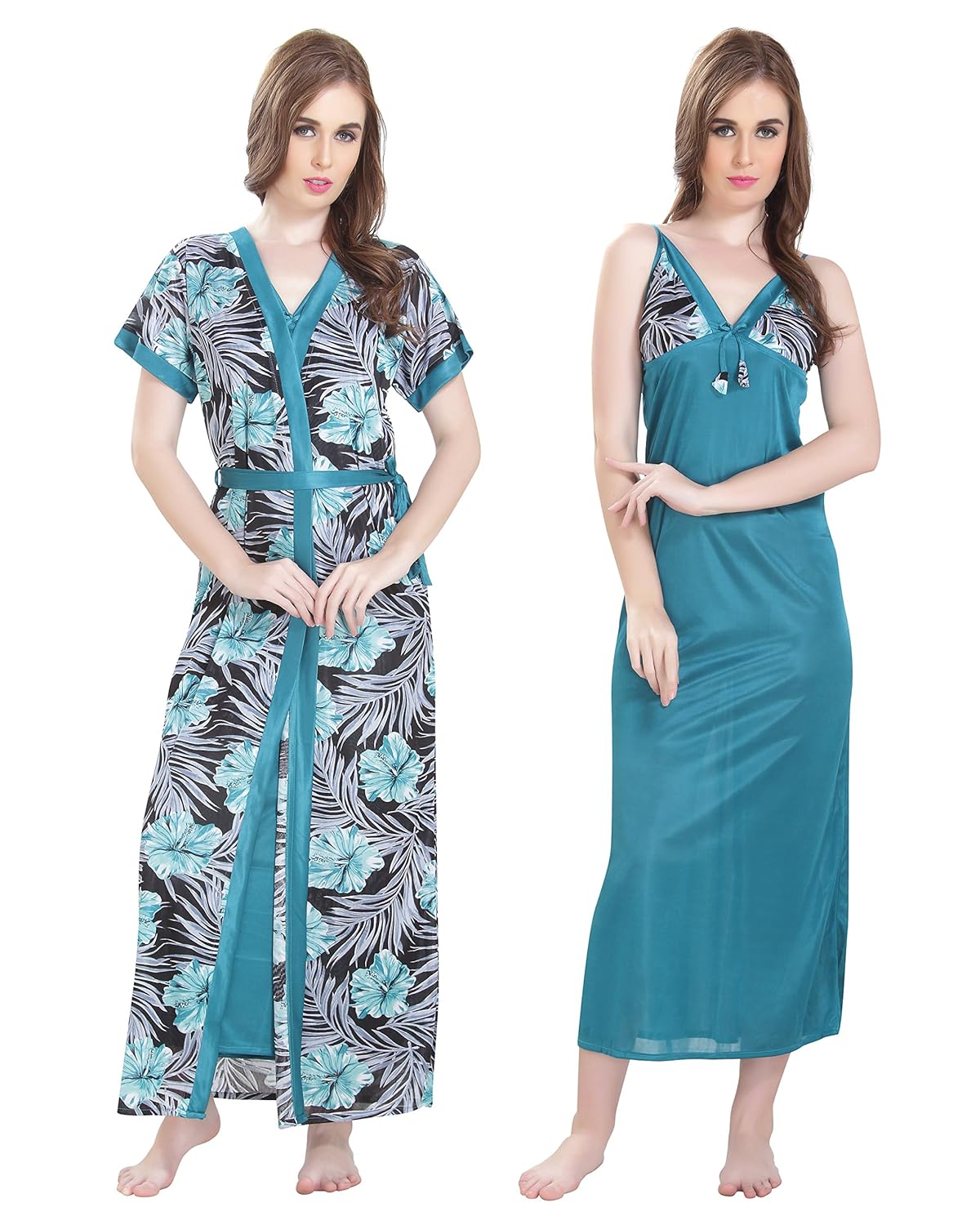 av2 women's satin nighty & printed robe