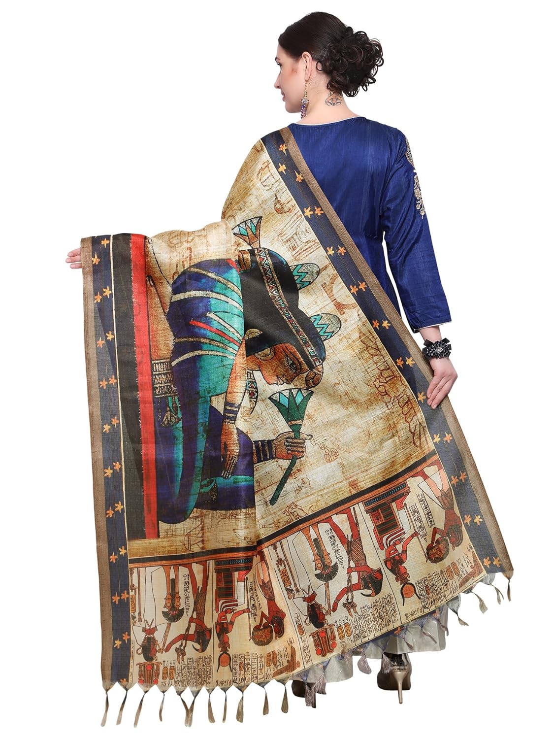 mrinalika fashion women's cotton silk digital print dupatta (beige, free size)