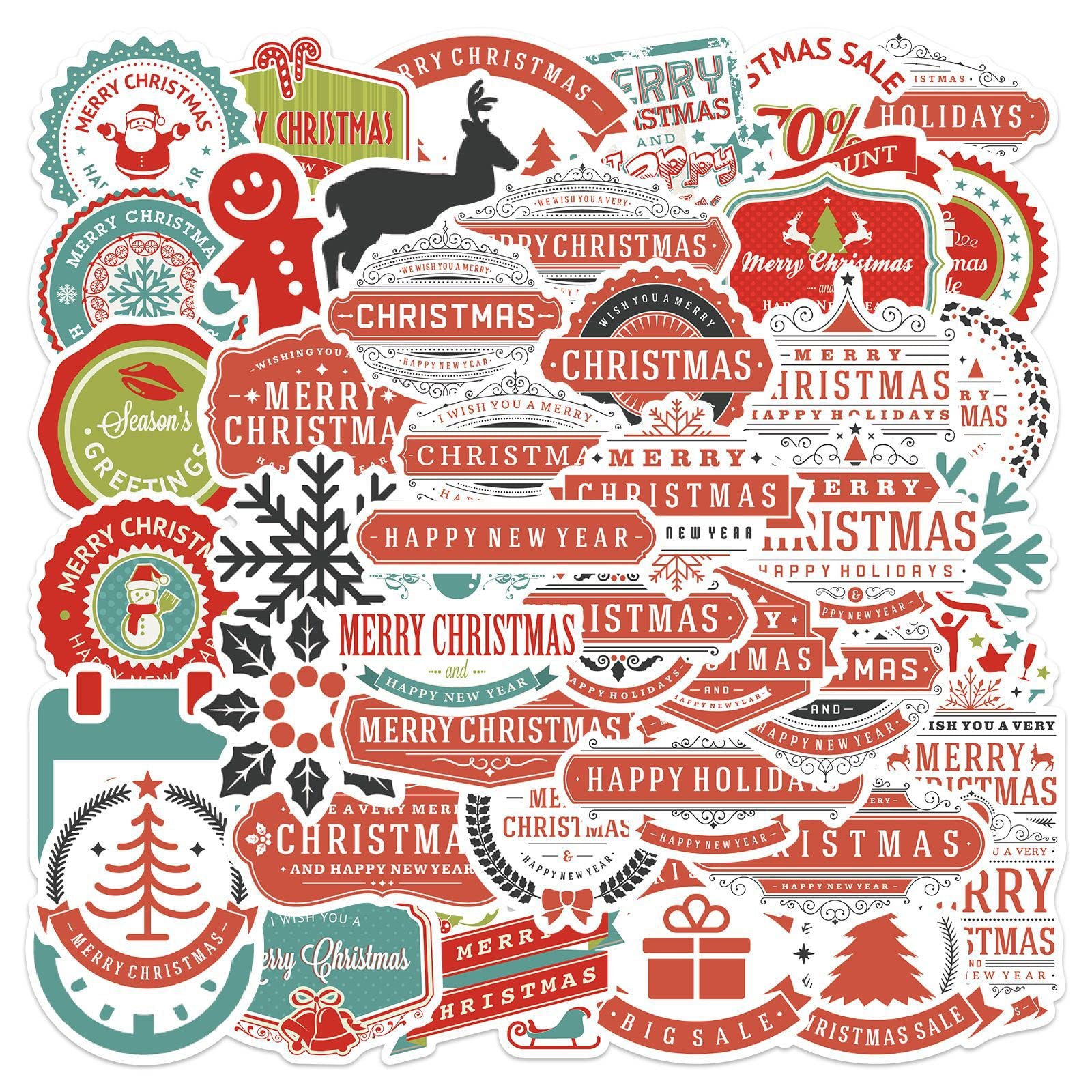 LZLPACKING 45pcs Cartoon Christmas Decorations Graffiti Stickers Luggage Pen Guitar Notebook Waterproof Holiday Stickers