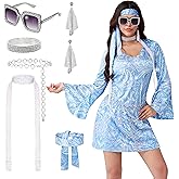 Spooktacular Creations 70s Disco Outfits for Women, Halloween Dress with 70s Accessories for Halloween Costumes Dance Party
