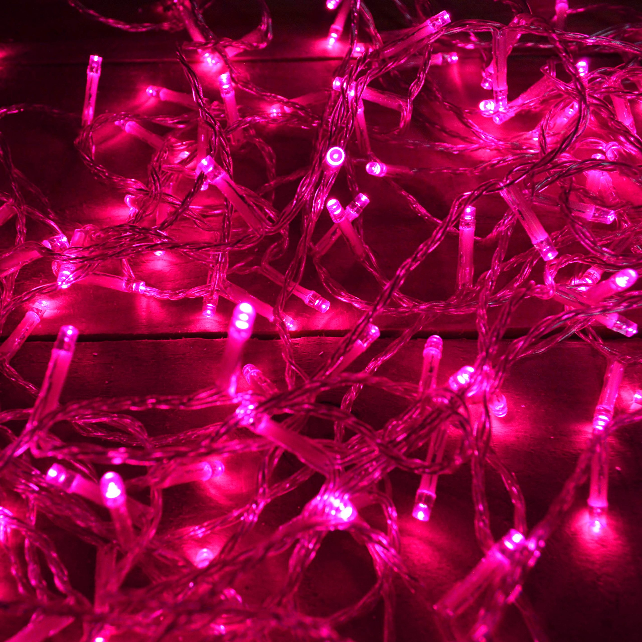 200 16m LED Premier Indoor / Outdoor Christmas Lights in Pink on Clear Wire
