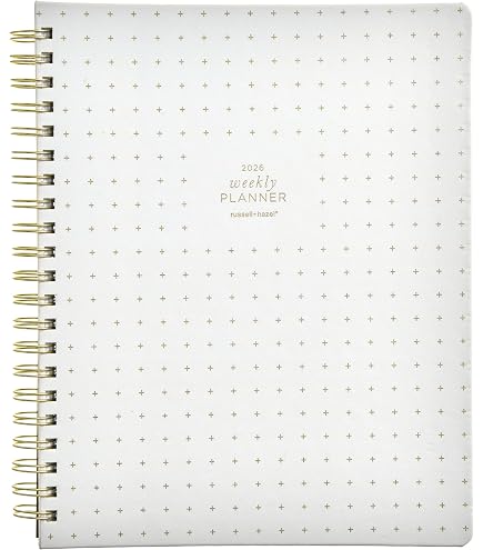Amazon.com: russell+hazel 2026 Weekly Planner, Bone Vegan Leather