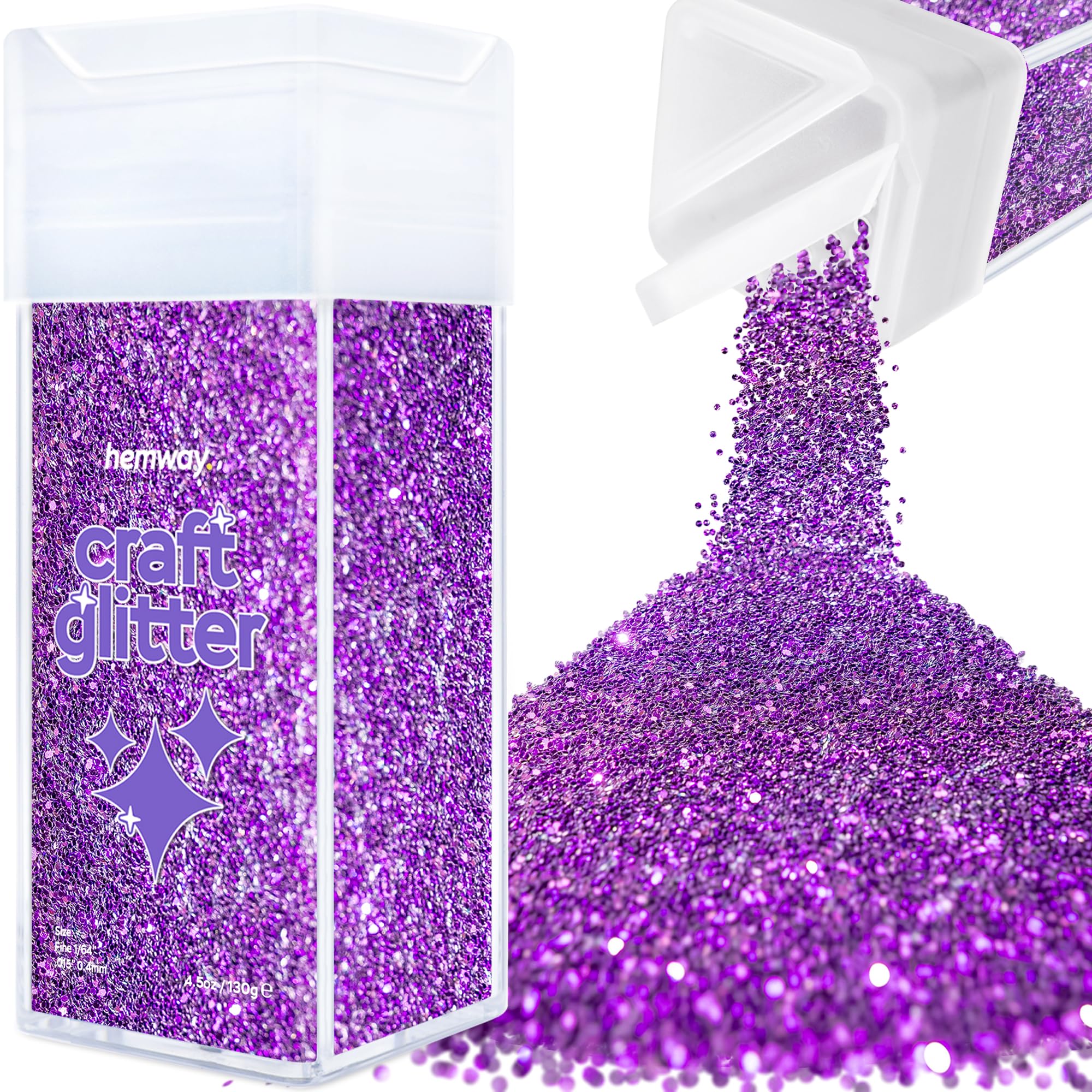 Hemway Glitter Shaker Purple 110g Fine, Craft Glitter Shaker for Resin & Epoxy Crafts, Christmas Art Supplies, Nail, Body, Face, Eye, Festival, Crafting, Slime, Sparkle