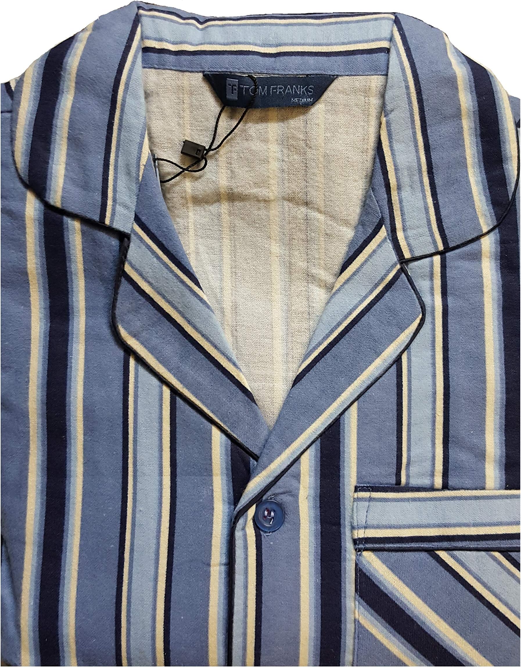 Mens Brushed Cotton Pyjama Set Nightwear Flannelette Pyjamas Striped Pattern Design